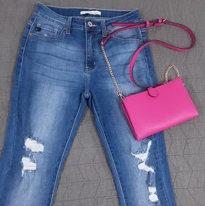 KanCan Ripped Skinny Jeans Size 7/27 Light-Medium Blue